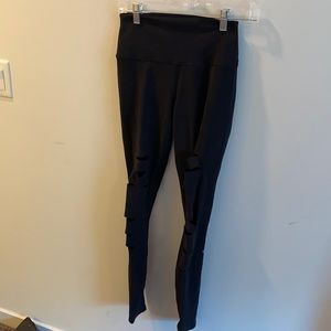 alo high waisted ripped warrior leggings